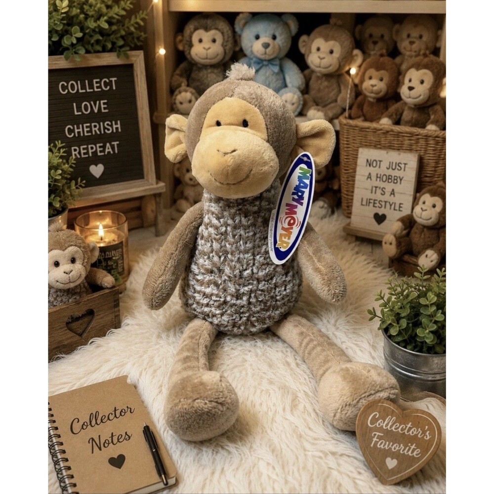 Adorably soft Mary Meyer plush monkey ready to swing into a new collection